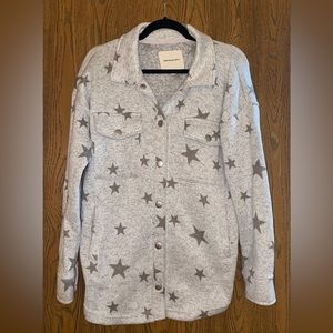 Thread & Supply Shacket, Light Grey with Dark Grey Stars